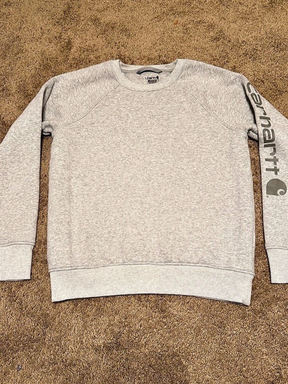 Carhartt Sweatshirt Womens Small Gray Relaxed Fit Pullover Long Sleeve Crewneck